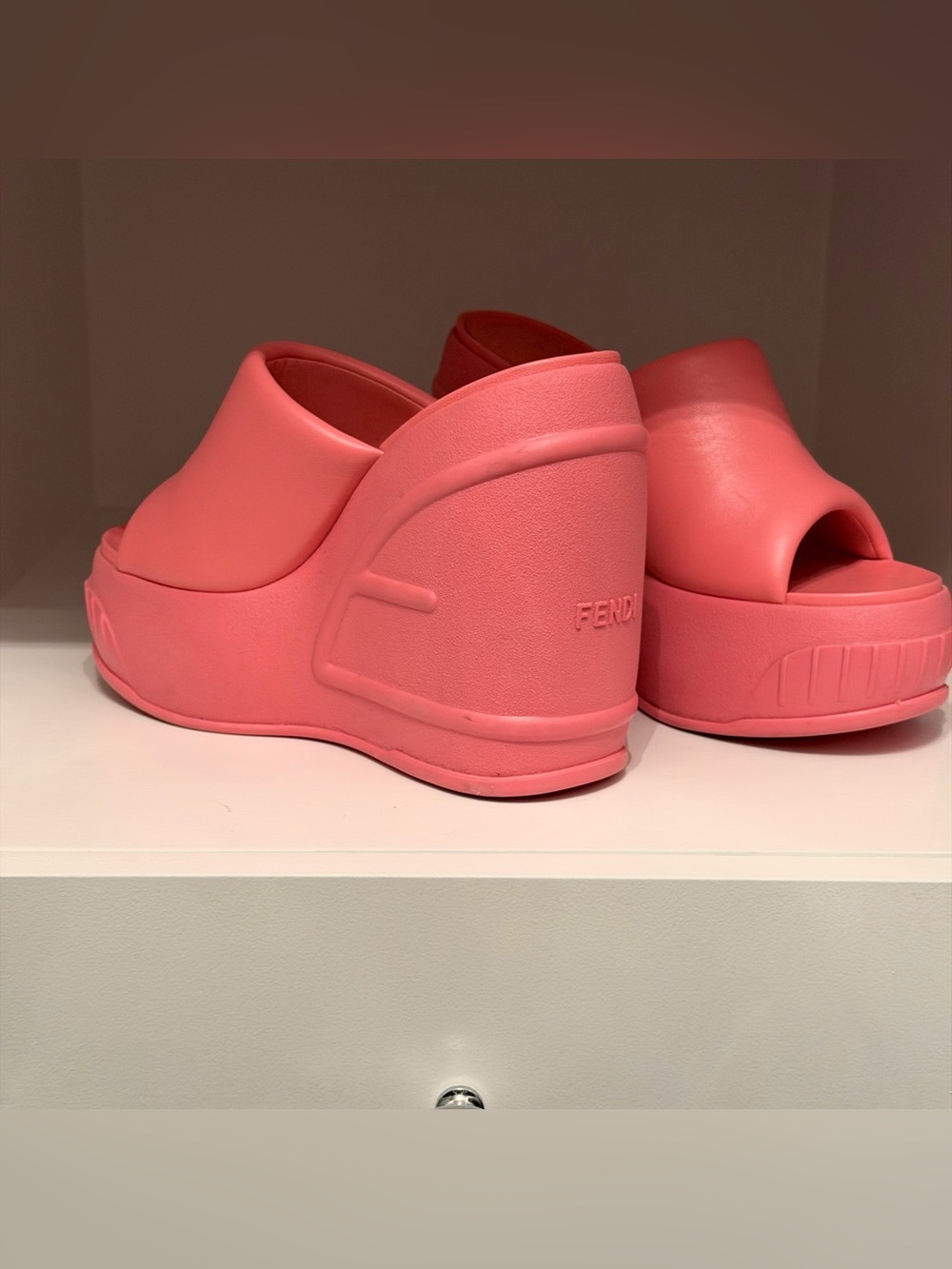 Fendi Bubblegum Platform Wedge Slides - Picture 3 of 8